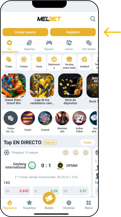 Proceso de registro paso a paso desde un teléfono - Melbet Promo Perú